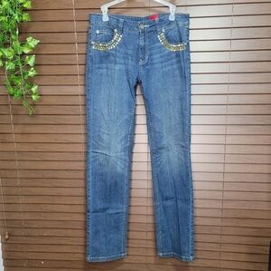 V Cristina Studded Mid-rise Straight Leg Midwash Women's Jeans Size 10
